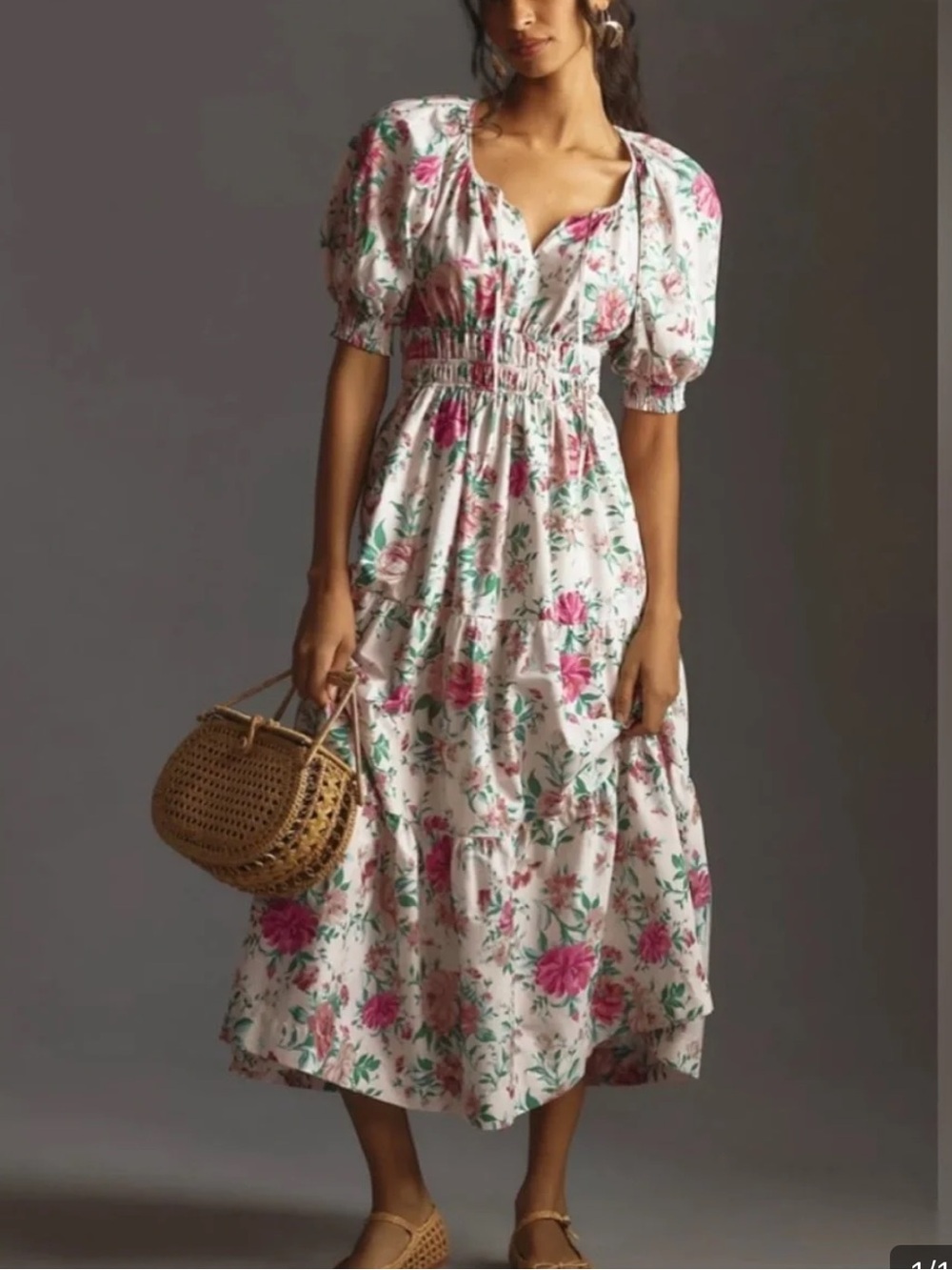 Anthropologie Somerset Puff-Sleeve Floral Maxi Dress Women’s Sz XXS